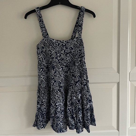 Aila Blue blue navy white floral print swing dress 20275 - Picture 1 of 8